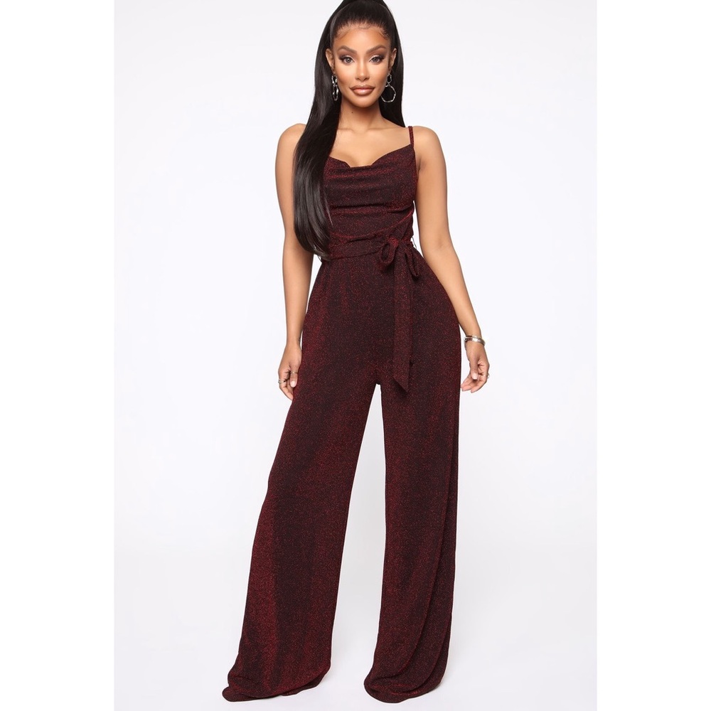 Nwt metallic red jumpsuit